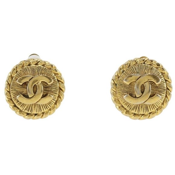 CHANEL Earring Plated Gold 16.0g Women - Picture 1 of 9